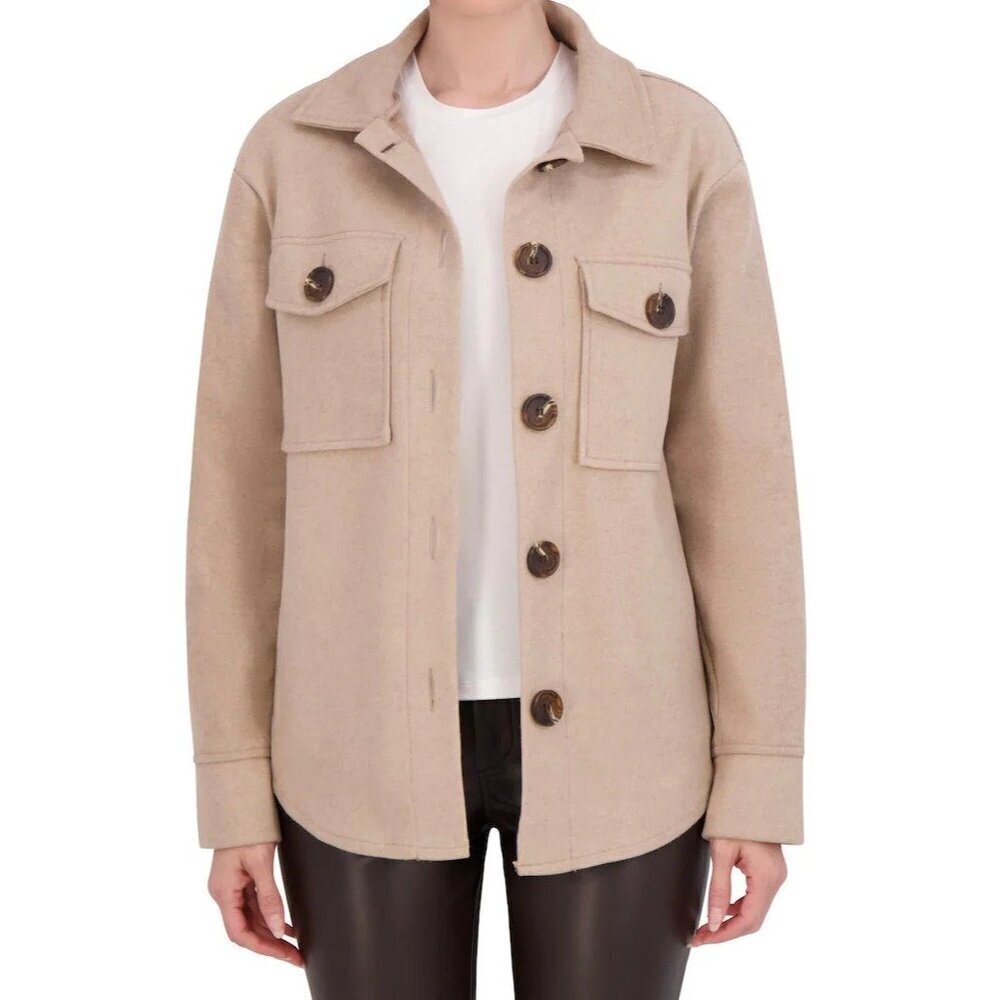 Boutique Ookie & Lala Camel Brown Unlined Button Down Shacket Xl
